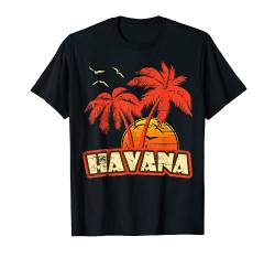 Havanna Sommerpalmen 80er Beach Beach Sunset T-Shirt von Hot Tropical Summer Sunset Retro Beach Designs