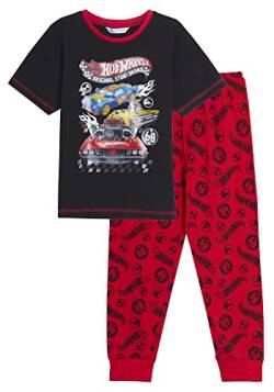 Hot Wheels Jungen Schlafanzug / Schlafanzug für Kinder, Rennautos, kurzärmeliges T-Shirt + Loungepants, schwarz/red, 9-10 Jahre von Hot Wheels