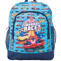 Hot Wheels Lizenzierter Rucksack Schultasche | Offizieller Kinder-Auto-Rucksack | Großer Rucksack für Schule, Sport, Reisen, Schulanfang, Kinder, Geschenke für Jungen und Mädchen, blau von Hot Wheels