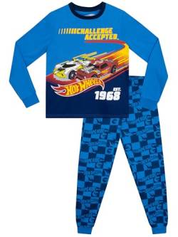 Hot Wheels Schlafanzug | Rennauto Schlafanzug Jungen | Langarm Pyjama Jungen | Blau | 128 von Hot Wheels