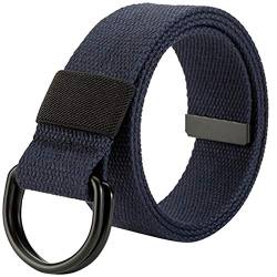 Militär Leinwand Gürtel, Stoffgürtel Outdoor Jeansgürtel für Damen und Herren mit Doppel D-ringe Schnalle,Dark Blue,Breite: 3.8 CM,Länge:110 CM von HotYou