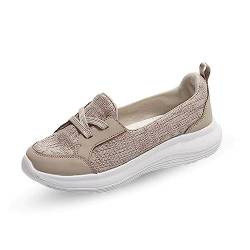 Hotcham Damen Outdoor Flache Schuhe Fitnessschuhe Atmungsaktive Slipper Laufschuhe Loafers Segelschuhe Stilvolle Leichtigkeit und unvergleichlicher Komfort Geschenke Walkingschuhe,Kahki,EU39 von Hotcham