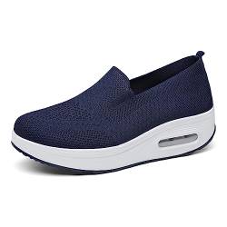 Hotcham Damen Schlankheitsschuhe Plateauschuhe Laufschuhe Gewicht Luft leicht elastisch Sport Laufen Yoga Tennis zum Überziehen Sportschuh Netzstoff flach Sommer, Blau 1, 40 EU von Hotcham