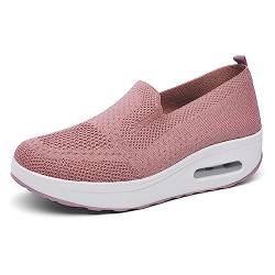 Hotcham Damen Schlankheitsschuhe Plateauschuhe Laufschuhe Gewicht Luft leicht elastisch Sport Laufen Yoga Tennis zum Überziehen Sportschuh Netzstoff flach Sommer, Rosa 1, 39 EU von Hotcham