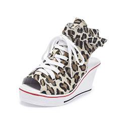 Women's Canvas Casual Shoes Dating Platform Slip-On High Top Sneakers Rubber Sole Wedge High Top Fashion Sneakers, Leopard/ 10 von Hotcham