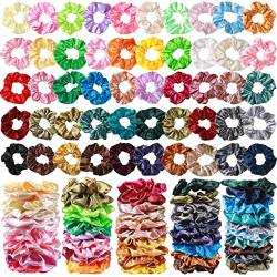 200 Stück Haargummis Bulk Satin Haargummis für Haare Pferdeschwanz Halter Satin Haargummi Haargummis Haarschmuck für Frauen Mädchen Valentinstag Geburtstag Geschenk, 52 Farben von Hoteam