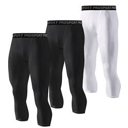 Hotfiary Kompressionshose Herren 3/4 Sportleggings für Männer Atmungsaktiv Funktionshose Laufhose Trainingshose Unterhose Tights Sporthose von Hotfiary