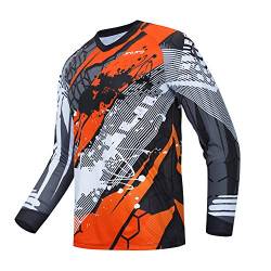 Herren Radtrikot Mountainbike Motocross Trikot Lang MTB T-Shirt Fahrradbekleidung, CD9528, 58 von Hotline