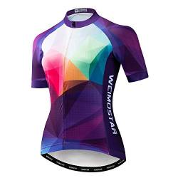 Damen Fahrradtrikot Kurzarm Bike Shirt Mädchen MTB Fahrrad Kleidung Atmungsaktiv Lila Grün Größe XXL von Hotlion