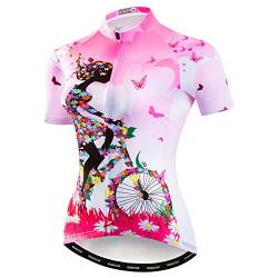 Damen Radtrikot Sommer Kurzarm Fahrrad Shirt Atmungsaktive Fahrradjacke von Hotlion