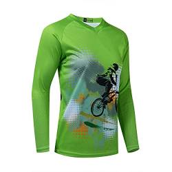 Hotlion Damen Fahrradtrikot MTB T-Shirt Langarm Mountainbike Motorrad Outdoor Fahrrad Kleidung, 1 Grün, Groß von Hotlion