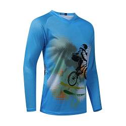 Hotlion Damen Fahrradtrikot MTB T-Shirt Langarm Mountainbike Motorrad Outdoor Fahrrad Kleidung, 1 x Blau, XX-Large von Hotlion