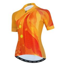 Hotlion Damen Radtrikot Kurzarm MTB Bike Shirt Full Zipper Fahrrad Jacke Tops mit Tasche Reflektierende HTS1, HT2020, M von Hotlion