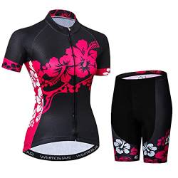 Hotlion Damen Radtrikot Sets Gel Gepolsterte Trägerhose Fahrradbekleidung Sommer Fahrradbekleidung Anzug CD249 von Hotlion