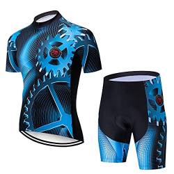 Hotlion Männer Radfahren Jersey Set Sommer Kurzarm Jersey Männliche Atmungsaktive Bike Anzüge, Cc6471-1, XL von Hotlion