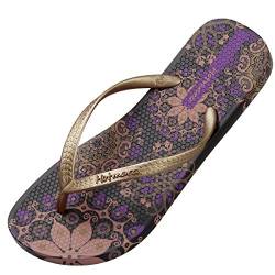 Hotmarzz Damen Zehentrenner Böhmen Blumen Sommer Sandalen Flip Flops Badeschuhe Size 41 EU / 42 CN, Violett von Hotmarzz