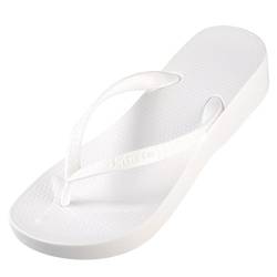 Hotmarzz Damen Zehentrenner Keilabsatz Sandalen Platform Flip Flops Maedchen Sommer Strand Hausschuhe Rutschen Schuhe Size 40 EU, Weiß von Hotmarzz