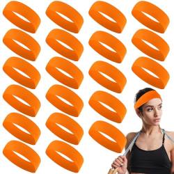 Hotop 20 Stück Stirnbänder für Frauen, Sport-Haarbänder, rutschfest, elastisch, weiche Haarbänder, Mädchen, Haarschmuck für lässige Outfits, Spa, Yoga, Laufen (Orange) von Hotop