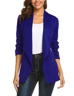 Hotouch Damen Blazer Lang Casual Blazer Lässige Taschenblazer mit Tasche Business Damenjacke Geschäft Büro Jacke Blau XL von Hotouch