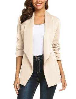 Hotouch Damen Blazer Langarm Business Blazer Arbeit Büro Open Front Jacke Anzug Sportlich Longblazer Blazer für Damen Braun XXL von Hotouch