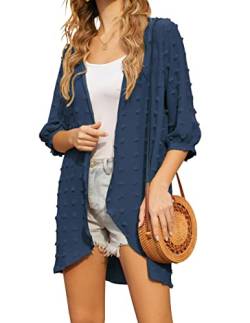 Hotouch Damen Sommer Cover up Bikini Strandkleid Kimono Pareos Poncho Sommer Strand Chiffon Cardigan Navy Blau L von Hotouch