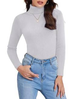 Hotouch Pullover Damen Sweatshirt mit Rollkragen Strickpullover Lässiges Pulli Sweater Langarm Sweatshirt Elegante Rollkragenpullover Oberteile Basic Tops Teenager Mädchen Strickpulli Weiß S von Hotouch