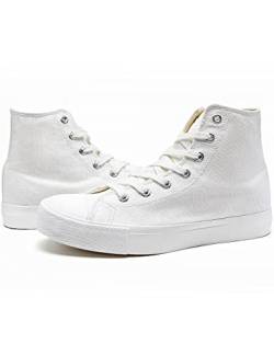 Hotrad Damen Low Top Fashion Sneakers Canvas Chucks Schuhe Schnüren Bequem für Damen Mädchen Tennis Sport Laufkleid Niedlich Bequem Einfach Lässig Mit Unterstützung, Leinwand Mid Top - Weiß 40 von Hotroad