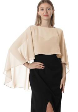 Hotshawl Capelets für Damen, Chiffon-Umhang, Schals und Wickeltuch, für Abendkleid, Hochzeitsumhänge, Champagner, Einheitsgröße von Hotshawl