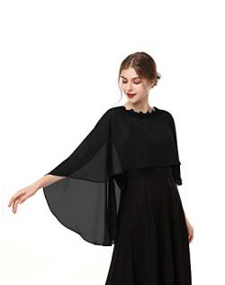 Hotshawl Capelets für Damen, Chiffon-Umhang, Schals und Wickeltuch, für Abendkleid, Hochzeitsumhänge, Schwarz, Einheitsgröße von Hotshawl