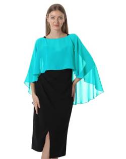 Hotshawl Capelets für Frauen Chiffon Cape Schals und Wraps für Abendkleid Hochzeit Umhänge Cover Up, Aqua, Einheitsgröße von Hotshawl