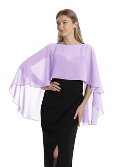 Hotshawl Capelets für Frauen Chiffon Cape Schals und Wraps für Abendkleid Hochzeit Umhänge Cover Up, Flieder, Einheitsgröße von Hotshawl