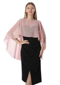 Hotshawl Capelets für Frauen Chiffon Cape Schals und Wraps für Abendkleid Hochzeit Umhänge Cover Up, Roségold, Einheitsgröße von Hotshawl