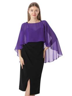 Hotshawl Capelets für Frauen Chiffon Cape Schals und Wraps für Abendkleid Hochzeit Umhänge Cover Up, Violett, Einheitsgröße von Hotshawl