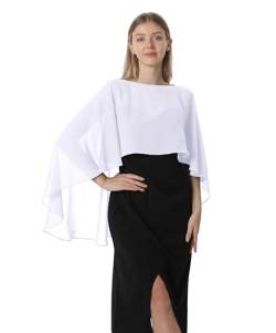 Hotshawl Capelets für Frauen Chiffon Cape Schals und Wraps für Abendkleid Hochzeit Umhänge Cover Up, Weiss/opulenter Garten, Einheitsgröße von Hotshawl