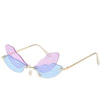 Houhence Sonnenbrille Randlose Dragonfly Sonnenbrille Retro Flügel Schmetterling Brille von Houhence