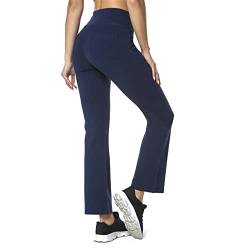 Houmous S-XXXL 73,9 cm, 88,9 cm, 88,9 cm, Innennaht für Damen, Baumwolle, Bootcut-Hose, Innentasche (normale Innennaht, 33 Innennaht, Marineblau, 4 Taschen, X-Large) von Houmous