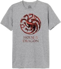 House Of the Dragon Herren Mehoftdts006 T-Shirt, Grau meliert, XXL von House Of the Dragon