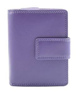 HOL1132 Geldbörsen für Damen, echtes weiches Premium-Leder, mittelgroß, doppelt gefaltet, verschiedene Farben erhältlich, violett, L: 9.5 cm x H: 11.5 cm x W: 2.5 cm, Geldbörse von House of Leather