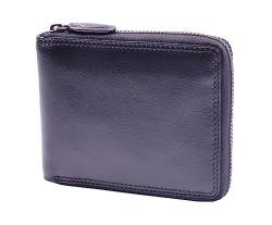 HOL414 Herren-Geldbörse aus echtem Leder, mit Reißverschluss, RFID-Blockierung, Schwarz, Schwarz , S, Bi-Fold Zip Around von House of Leather
