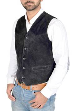 Herren Weste aus echtem Wildleder, klassischer Stil, Schwarz, Medium von House of Leather