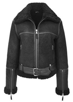 House of Leather Damen Echt Schaffell Flieger Jacke RAF Bomber Stil Elsie Schwarz 36 von House of Leather