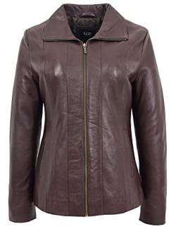 House of Leather Damen Echtes Leder Klassisch Jacke Reißverschluss-Box Stil Julia Braun 40 von House of Leather