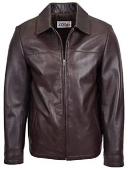 House of Leather Herren Echt Leder Harrington Jacke Klassisch Reißverschluss Schachtel Stil James Braun M von House of Leather