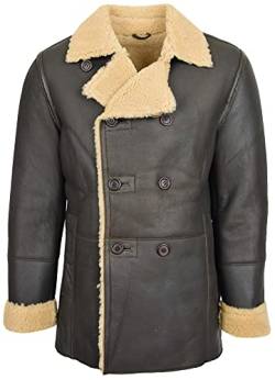 House of Leather Herren Echt Schaffell Jacke Doppelt Gebrüstet Erbsenmantel Reefer Theo Braun L von House of Leather