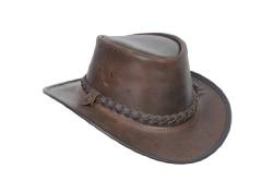 Original Australian Bush Leder Hat Braun Echt Leder Cowboy Stil Leder Hat Gr. Medium, braun von House of Leather