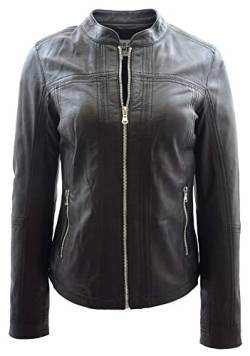 Tayla Damenjacke aus echtem Leder, klassischer Biker-Stil, Black, 48 von House of Leather
