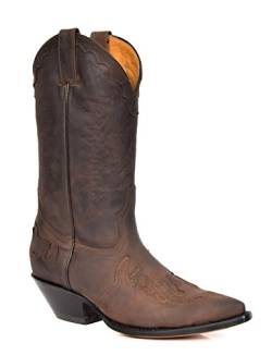 House of Luggage Herren Echte Leder Cowboy Stiefel Western Absatz Wadenlänge Schuhe HLG0AR (EU 41, Braun) von House of Luggage