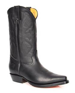 House of Luggage Herren Echtes Leder Cowboy Stiefel Wadenlänge Westernabsatz überstreifen Spitze Schuhe HLG10LO (EU 40, Schwarz) von House of Luggage