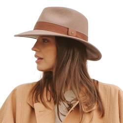 Ash Fedora Herbst Winterhut Damen Filzhut Herren Wollhut UV-Schutz - Größe: L/59cm Farbe: Braun von House of Ord Cape Town