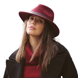 House of Ord Cape Town Blake Fedora Filzhut Damen 100% Wollfilzhut Herren Winterhut Herbst Hut UV-Schutz - Größe: XL/61cm Farbe: Rot von House of Ord Cape Town